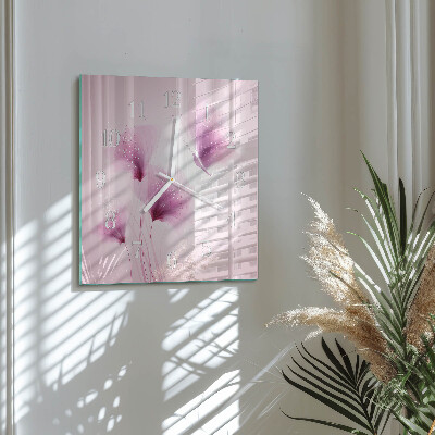 Square wall clock Flowers