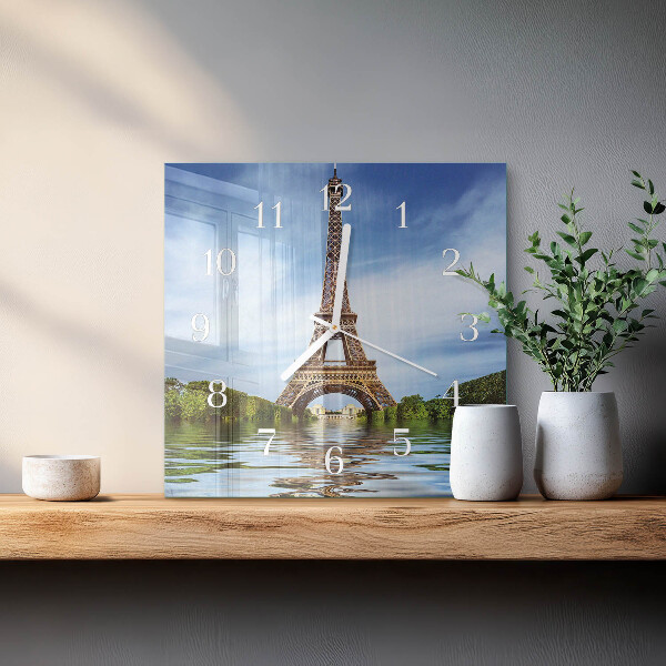 Square wall clock Eiffel Tower
