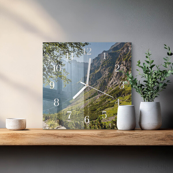 Square wall clock Mountains