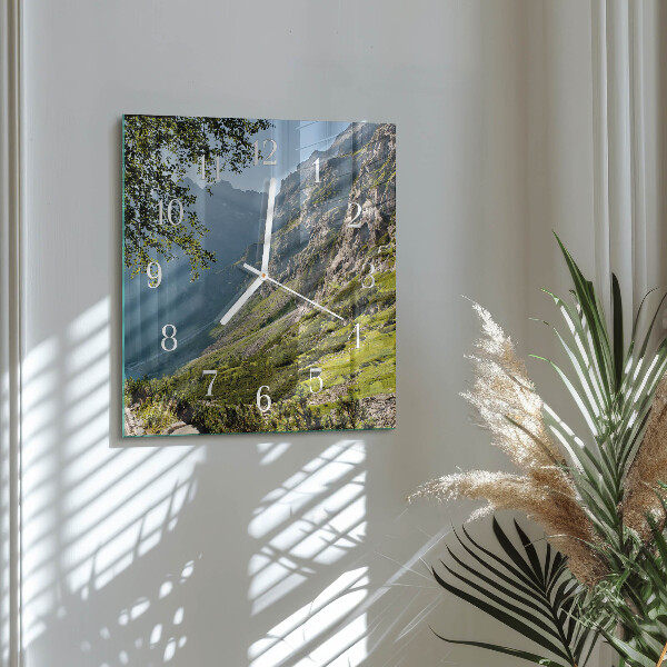 Square wall clock Mountains