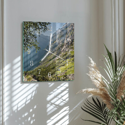 Square wall clock Mountains