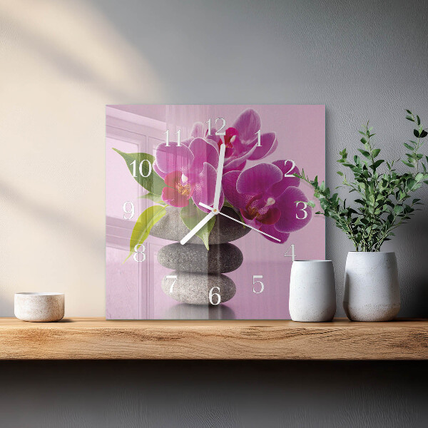 Square wall clock Orchid