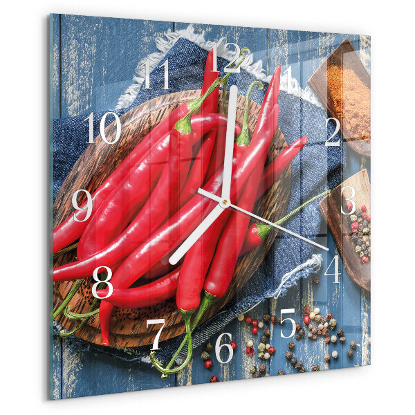 Square wall clock Chili pepper