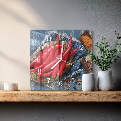 Square wall clock Chili pepper