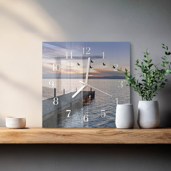 Square wall clock Birds by the Lake