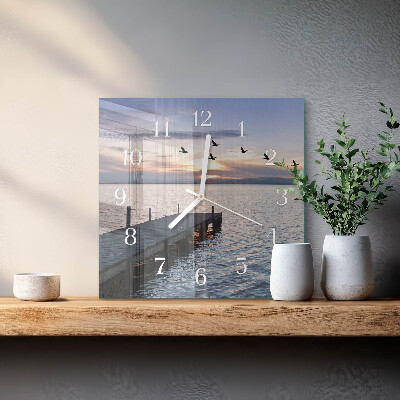Square wall clock Birds by the Lake