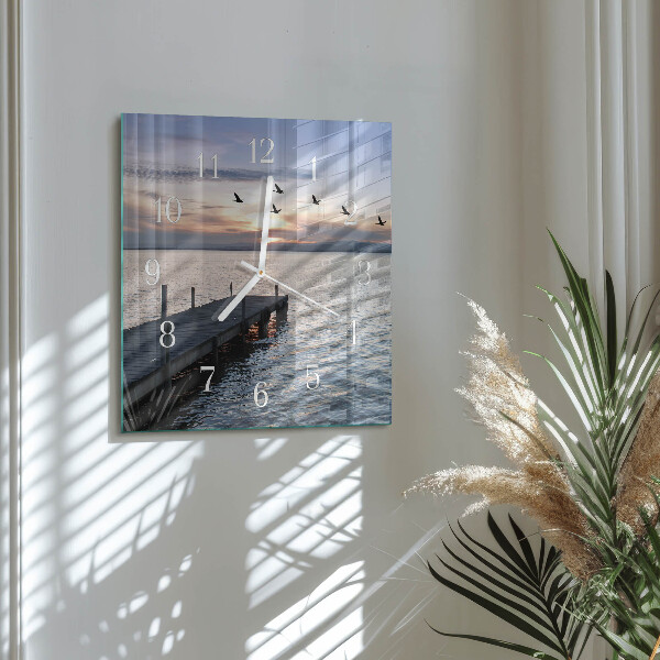 Square wall clock Birds by the Lake