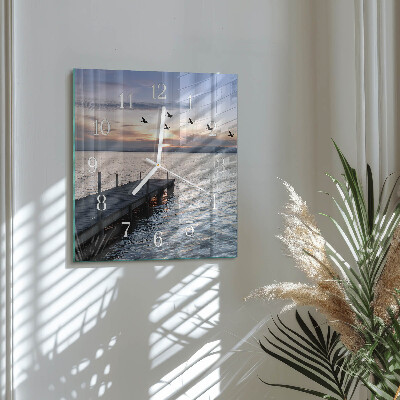 Square wall clock Birds by the Lake