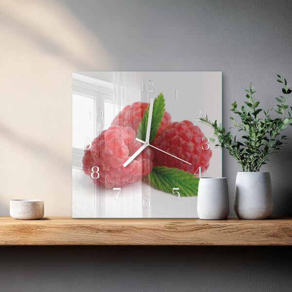 Square wall clock Raspberries