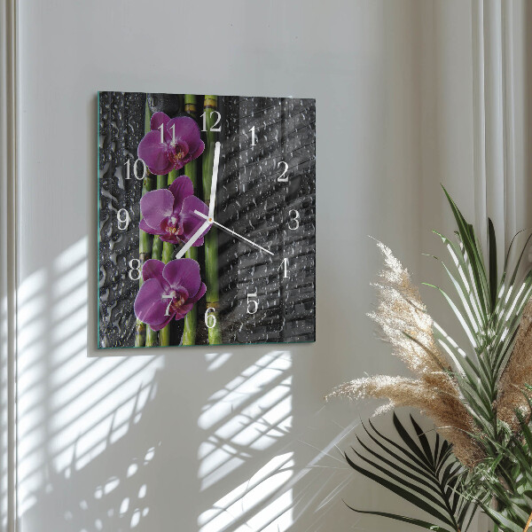 Square wall clock Orchid