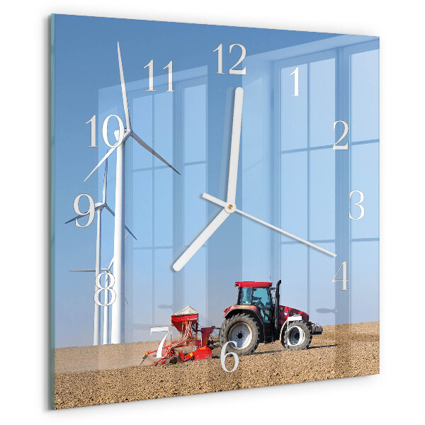 Square wall clock Tractor Field
