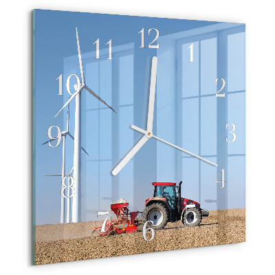 Square wall clock Tractor Field