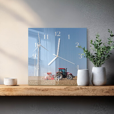 Square wall clock Tractor Field