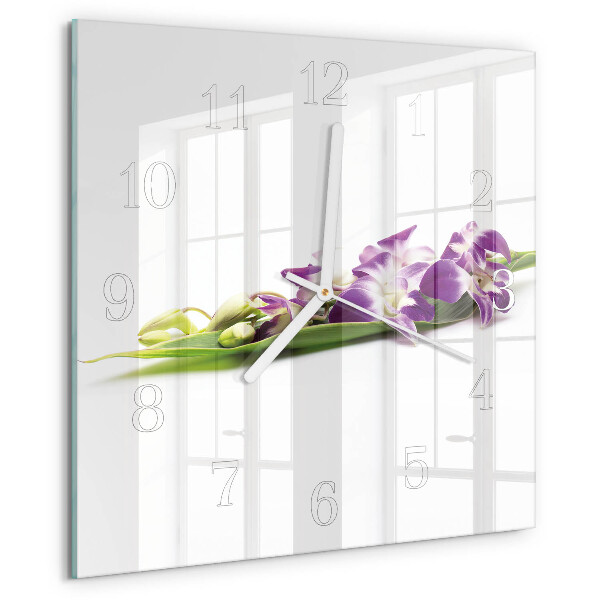 Square wall clock Flowers