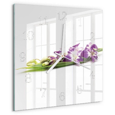 Square wall clock Flowers
