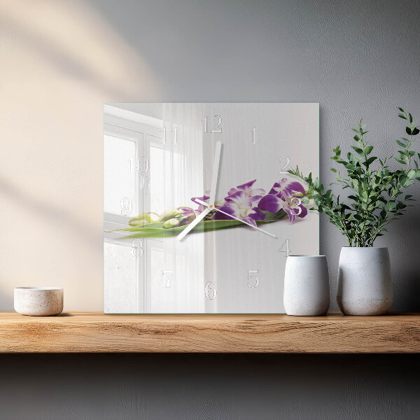 Square wall clock Flowers