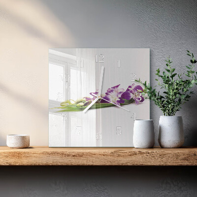Square wall clock Flowers