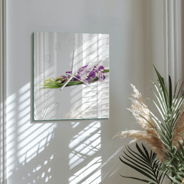 Square wall clock Flowers