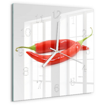 Square wall clock Chili pepper