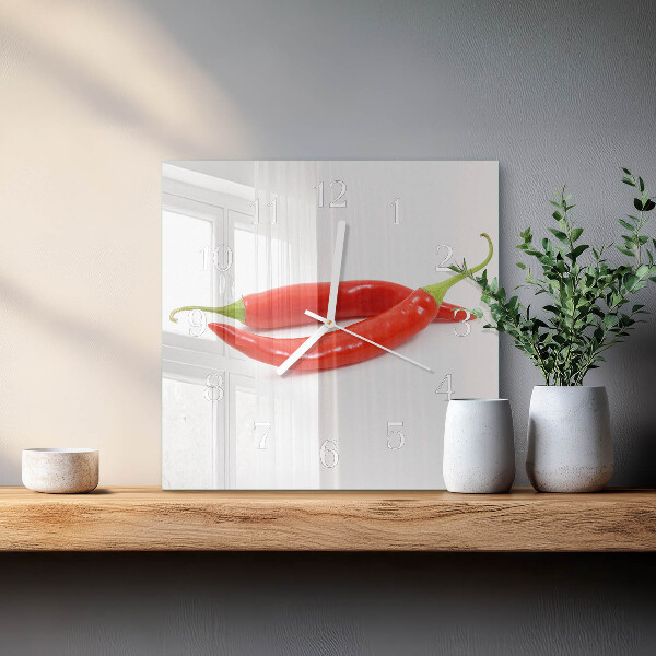 Square wall clock Chili pepper