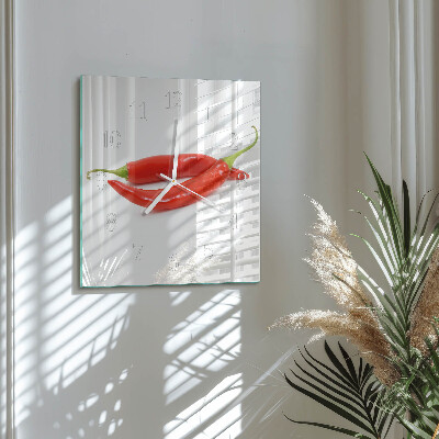 Square wall clock Chili pepper