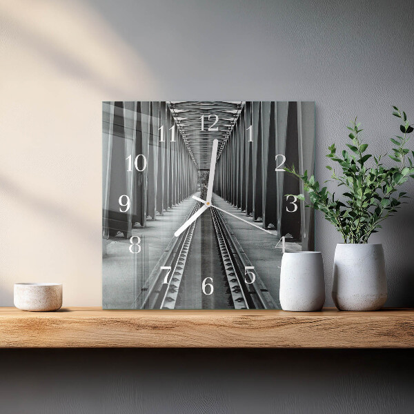 Square wall clock Railway Tracks