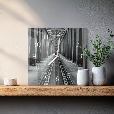 Square wall clock Railway Tracks