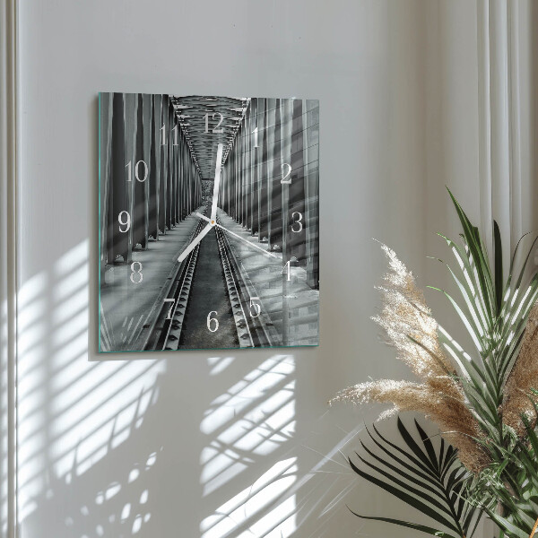 Square wall clock Railway Tracks