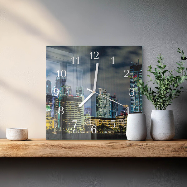 Square wall clock Night on the Town