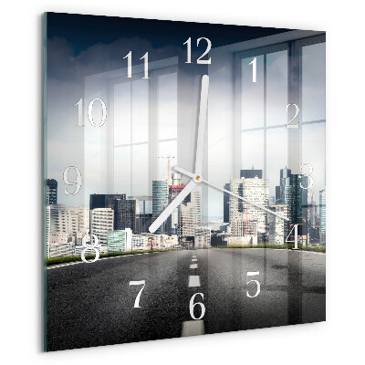 Square wall clock Road City
