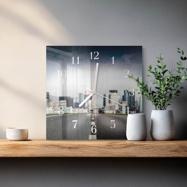 Square wall clock Road City