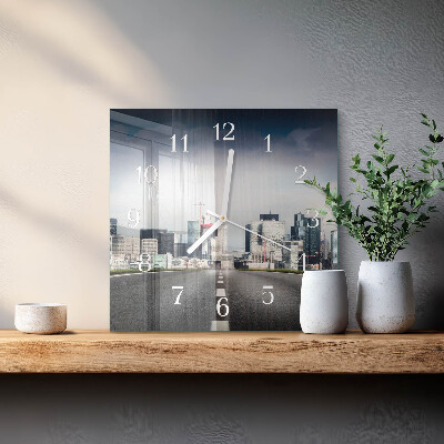 Square wall clock Road City
