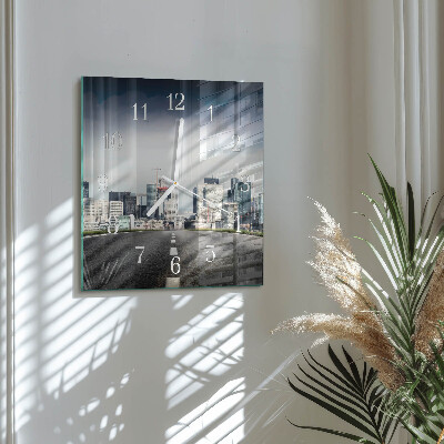 Square wall clock Road City