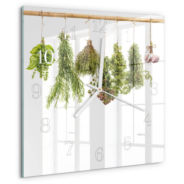 Square wall clock Herbs