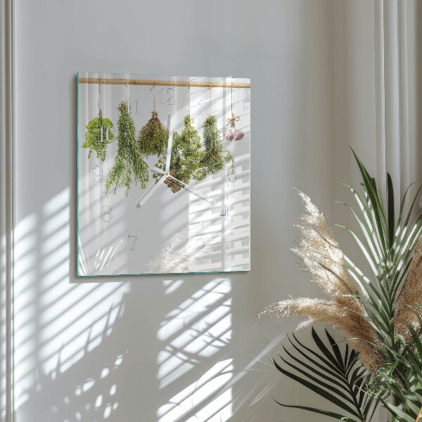 Square wall clock Herbs
