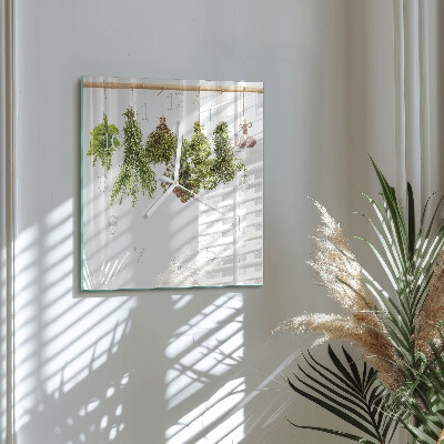 Square wall clock Herbs