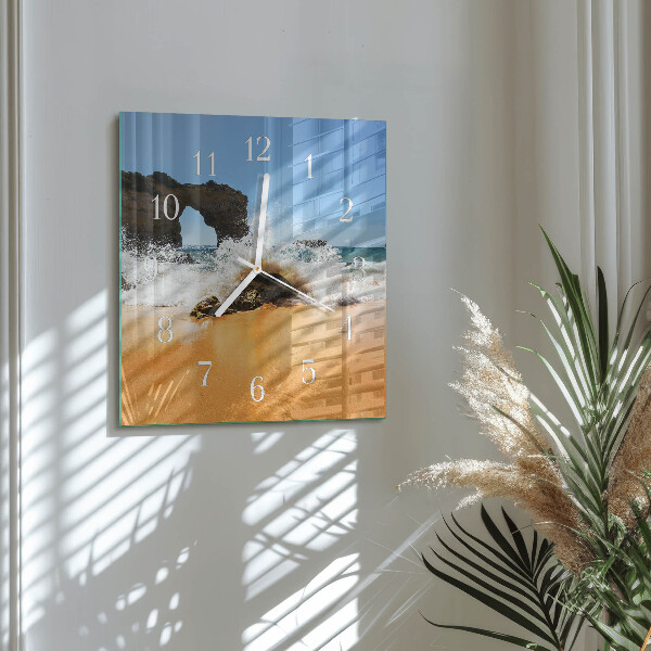 Square wall clock Beach