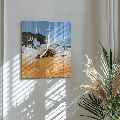 Square wall clock Beach