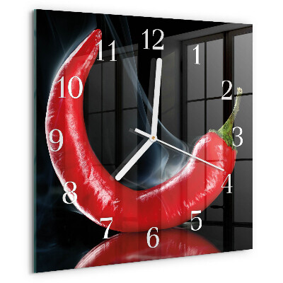 Square wall clock Chili pepper