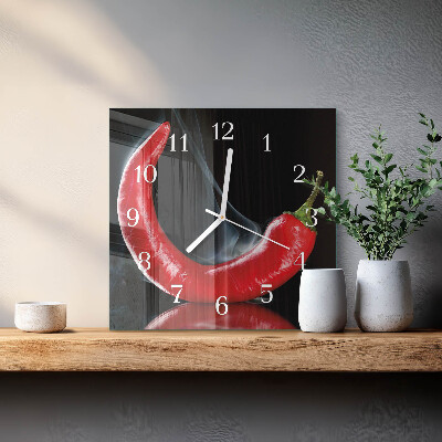 Square wall clock Chili pepper