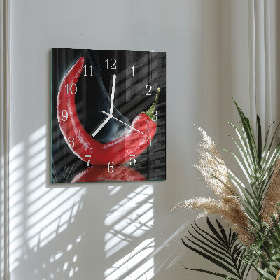 Square wall clock Chili pepper