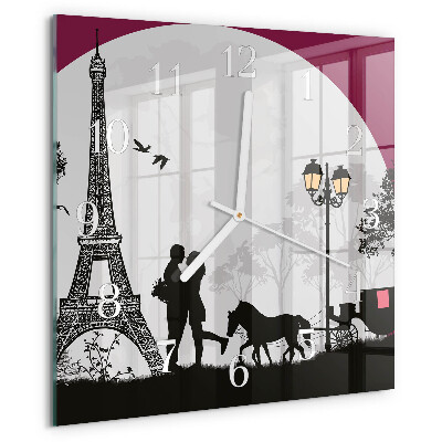 Square wall clock Love of Paris
