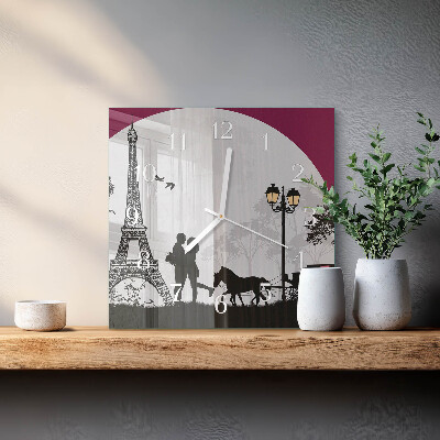 Square wall clock Love of Paris