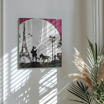 Square wall clock Love of Paris