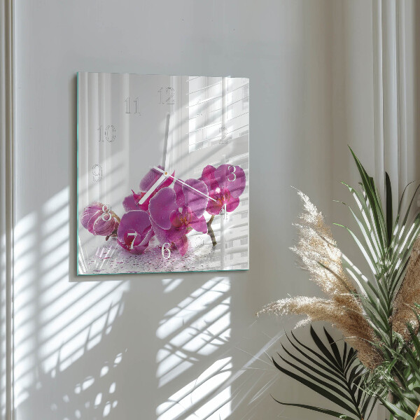 Square wall clock Orchid