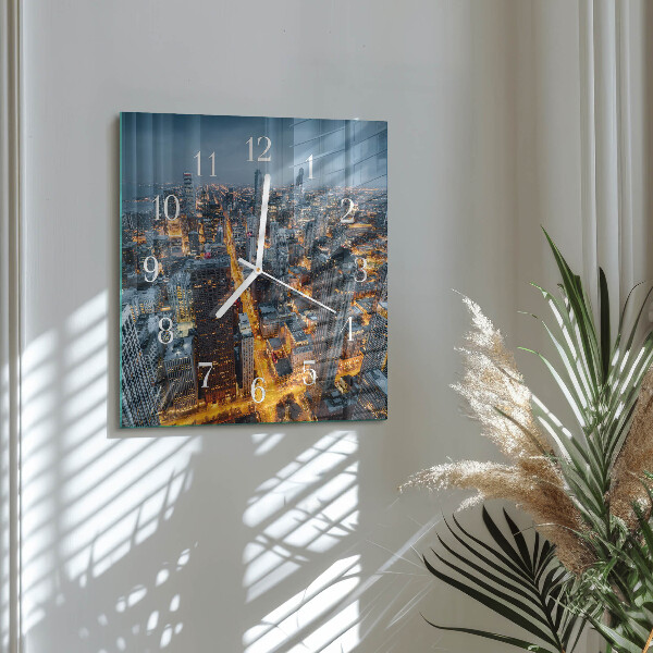 Square wall clock Night on the Town