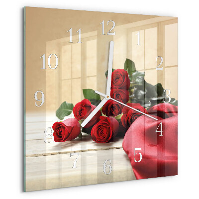 Square wall clock Roses