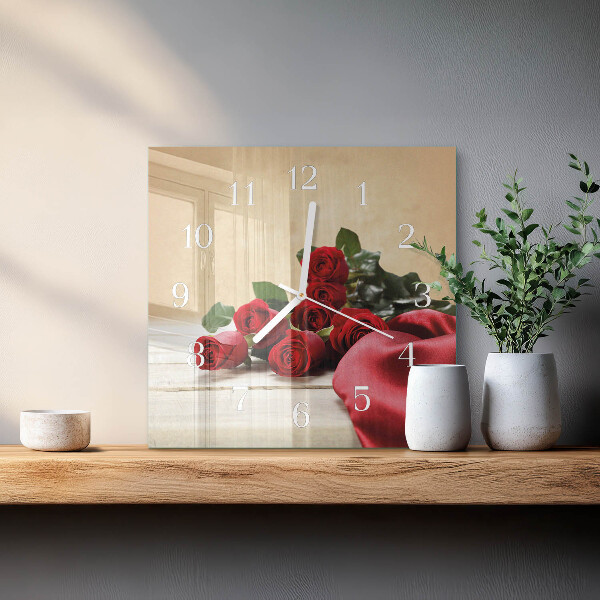 Square wall clock Roses