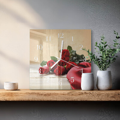 Square wall clock Roses