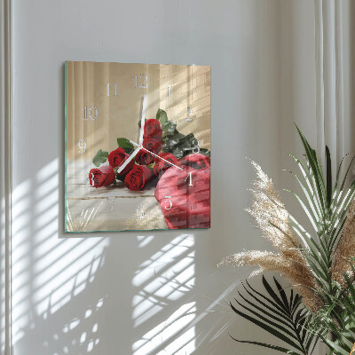 Square wall clock Roses
